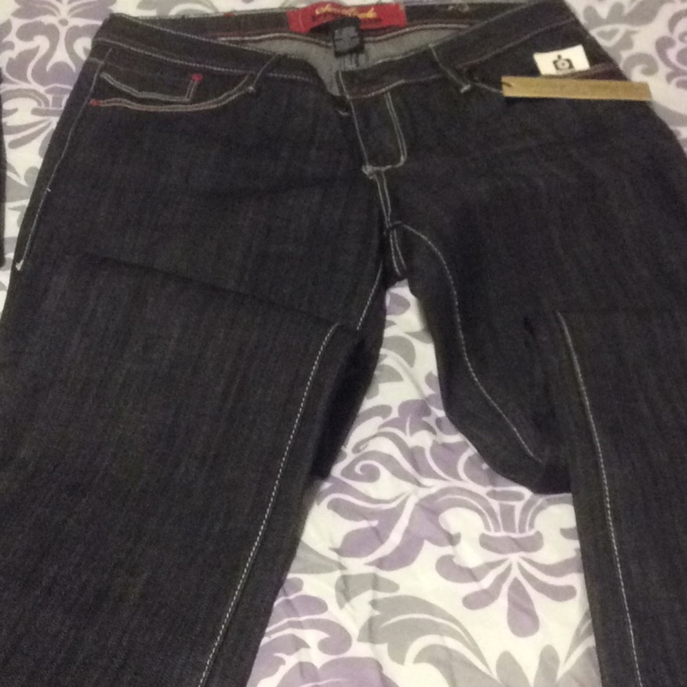 Black jean with blk & red trim size 11